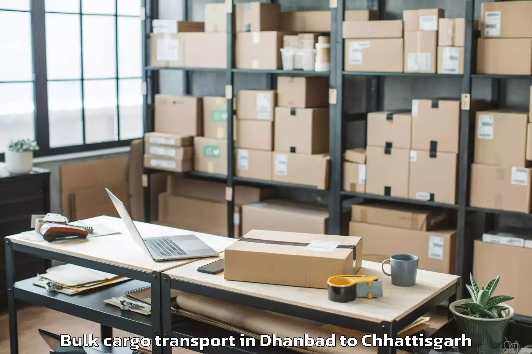 Reliable Dhanbad to Bhanupratappur Bulk Cargo Transport